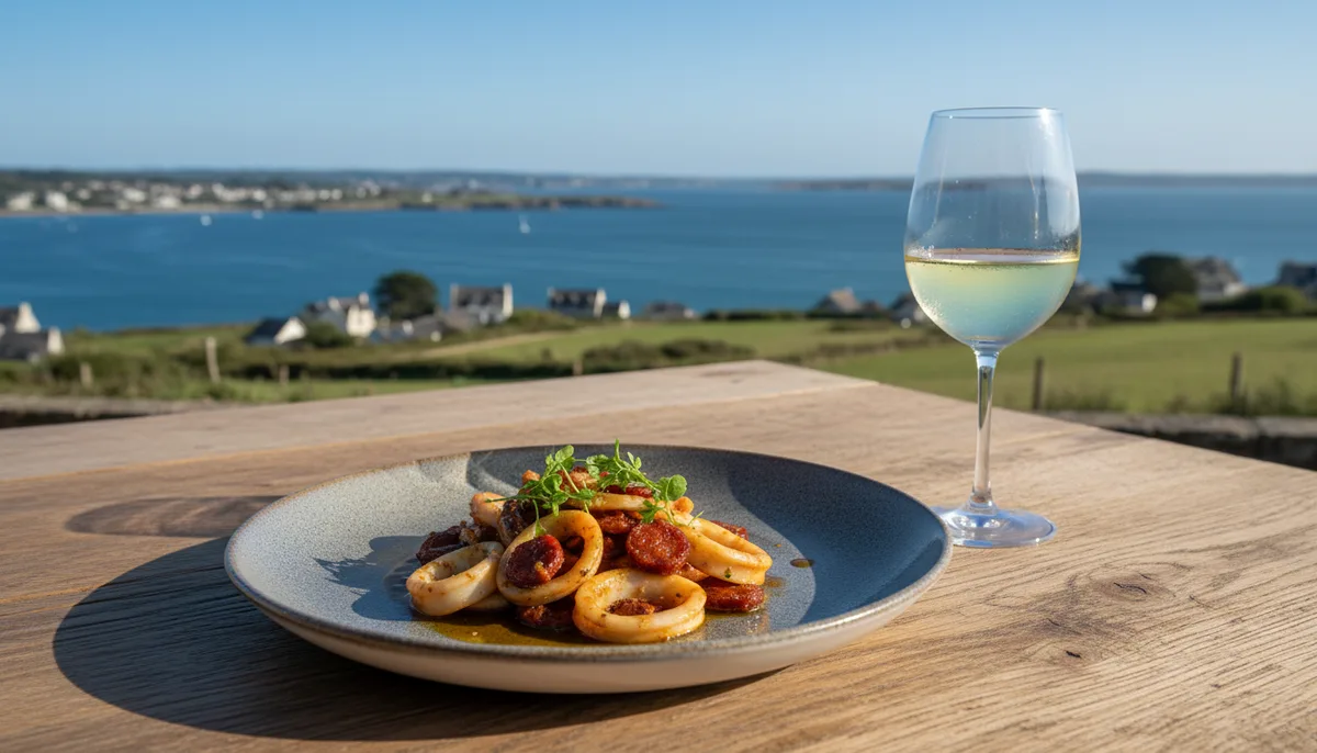 Restaurant La Cale à Lanvéoc : table face à la rade de Brest